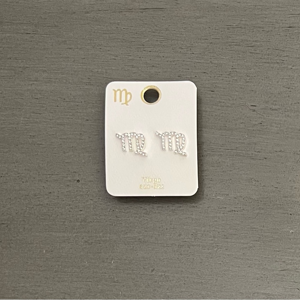 ♍️ Virgo Virgin Astrological Zodiac Sign Crystal Silver Earrings Aug 23 - Sep 22